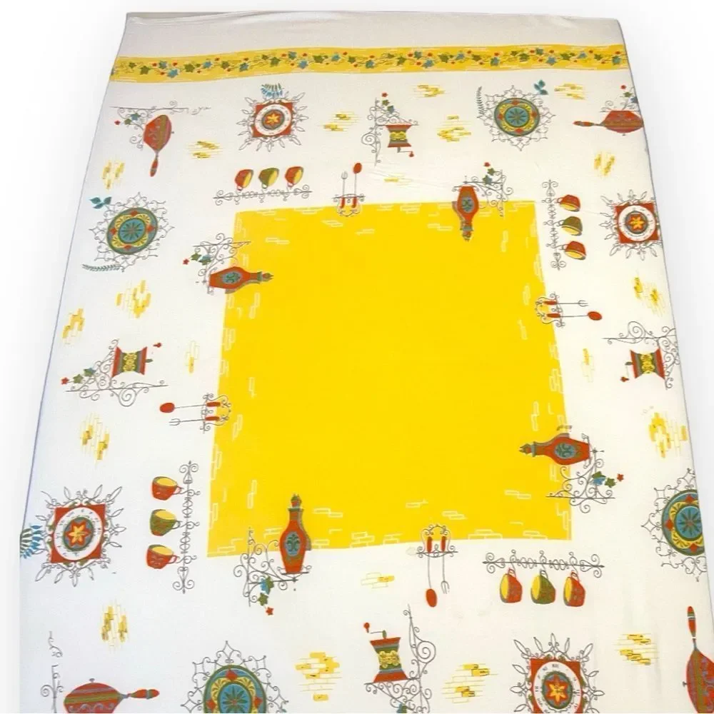 Vintage MidCentury French Cafe Kitchen Graphic Rectangular Tablecloth